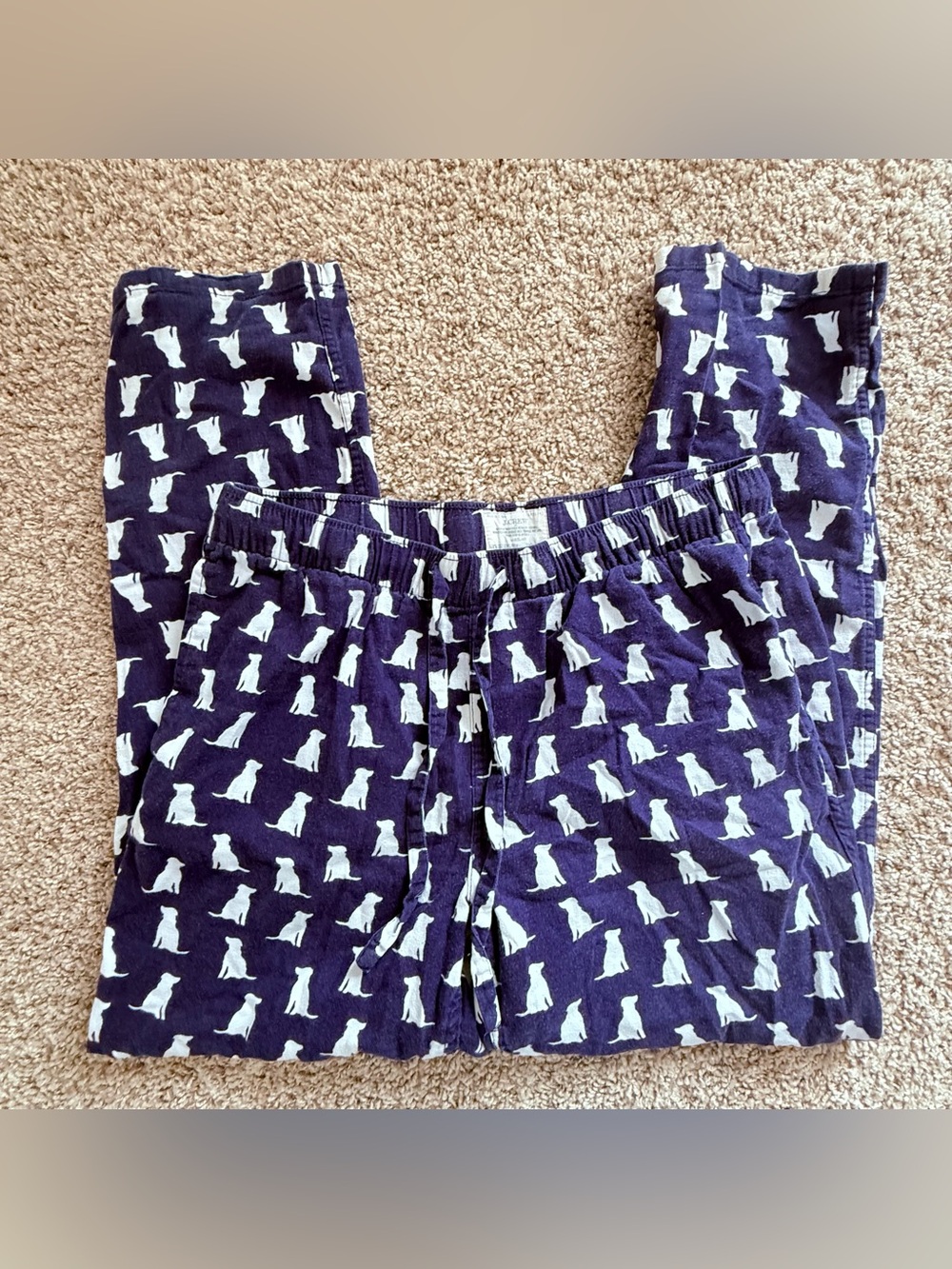 J.Crew Men’s Pajama Pants XL Navy Blue Dog Print Cotton Flannel Lounge